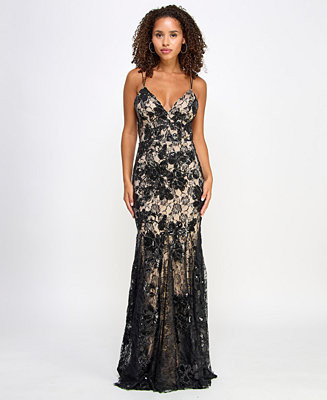 Emerald Sundae Sequin & Lace Embellished Godet Dress