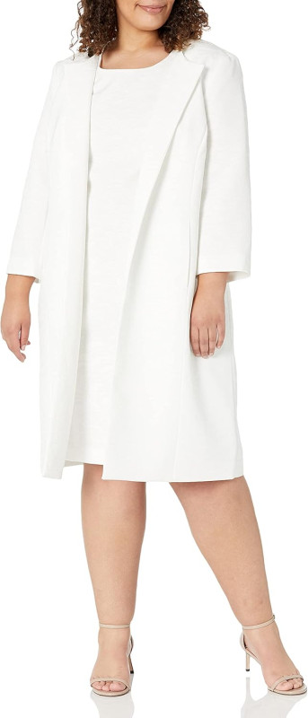 Le Suit Women's Plus Size Jacquard Topper and Dress