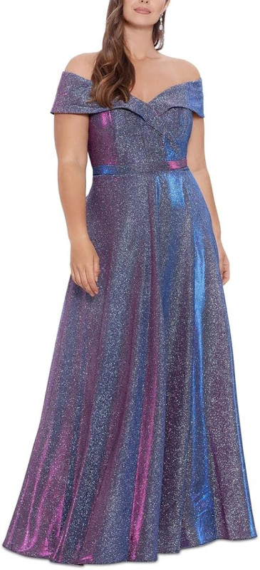 Xscape Womens Plus Drapey Maxi Evening Dress