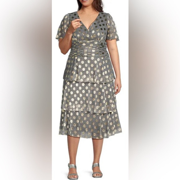 Ignite Evenings Plus Size Metallic Dress
