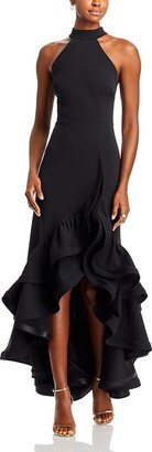 Aqua Foil Knit Halter Gown